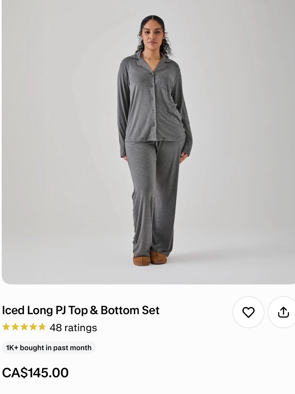 HUSh Long Pajama Set in Gray - Comfortable Two-Piece Sleepwear
